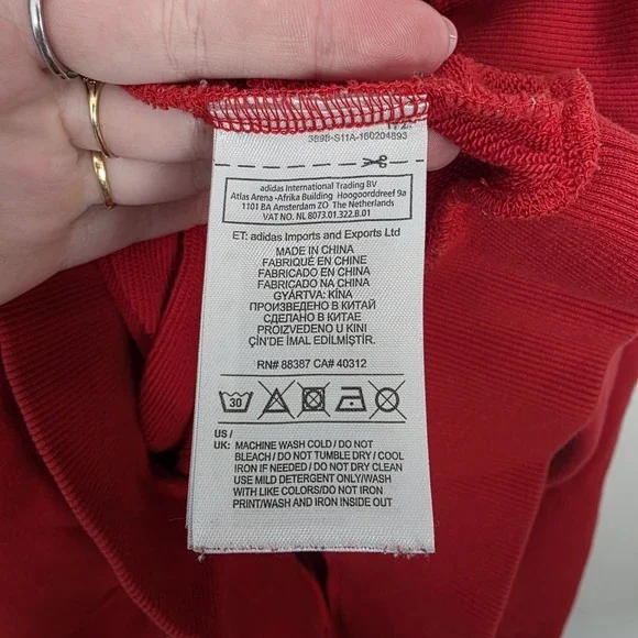 Adidas Red White Trefoil Comfy Athleisure Lounge Sporty Sweatshirt Size Small - Picture 4 of 7